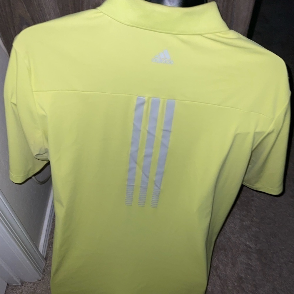 Men’s used adidas size L large golf volt green polo shirt adizero - Picture 3 of 4